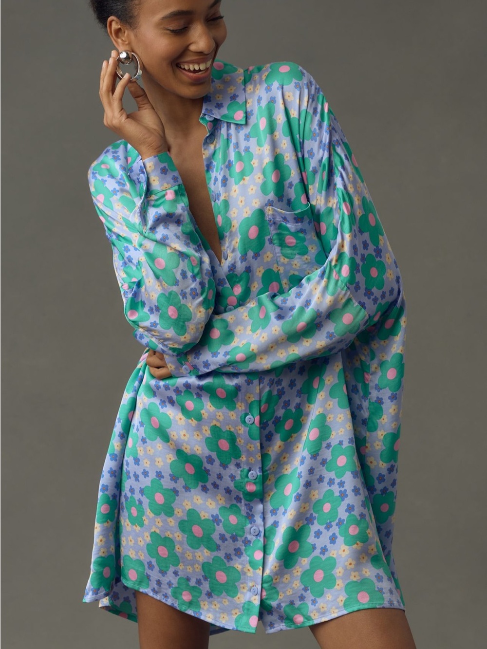 Corey Lynn Calter Printed Oversized Mini Shirtdress
